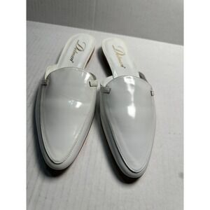 Delman White Patent Leather‎ Pointed Toe Mules Slides Minimalist Size 9M
